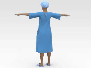 नीले गाउन वाली महिला मरीज़ 3D मॉडल