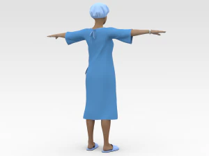 नीले गाउन वाली महिला मरीज़ 3D मॉडल