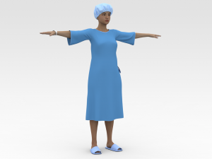 Female Patient with Blue Gown Model 3D