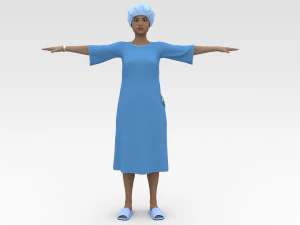 नीले गाउन वाली महिला मरीज़ 3D मॉडल