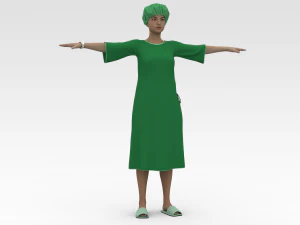 녹색 가운을 입은 여성 환자 3D 모델