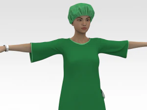 हरे गाउन वाली महिला मरीज़ 3D मॉडल