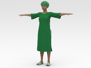 Female Patient with Green Gown 3D 模型