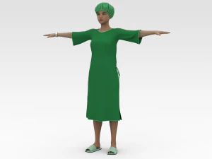 हरे गाउन वाली महिला मरीज़ 3D मॉडल
