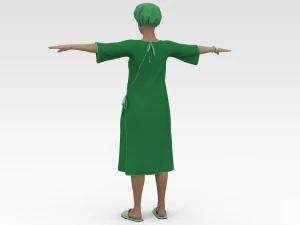 हरे गाउन वाली महिला मरीज़ 3D मॉडल