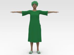 हरे गाउन वाली महिला मरीज़ 3D मॉडल