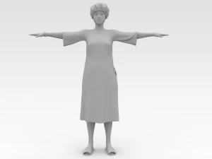 हरे गाउन वाली महिला मरीज़ 3D मॉडल