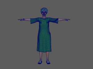 हरे गाउन वाली महिला मरीज़ 3D मॉडल