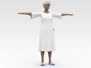 흰 가운을 입은 여성 환자 3D 모델