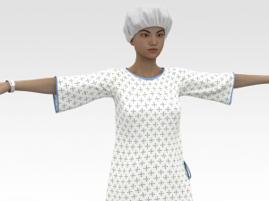 Female Patient with White Gown 3D Модель