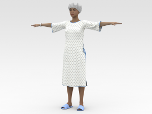 Female Patient with White Gown 3D Модель