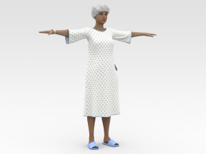 Female Patient with White Gown 3D Модель