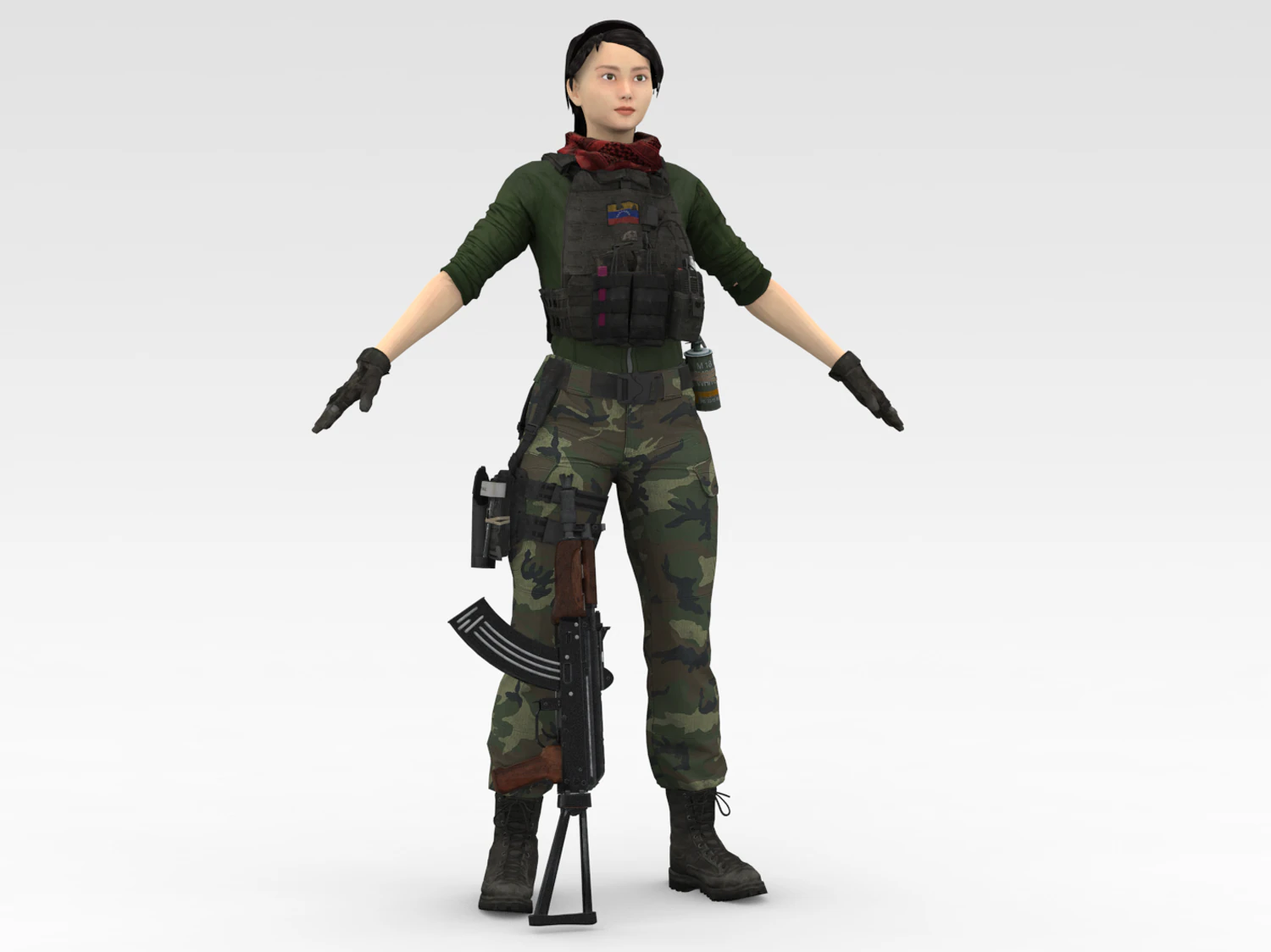 Female Soldier 3D Model .c4d .max .obj .3ds .fbx .stl .blend 