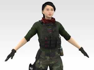 Female Soldier 3D Model