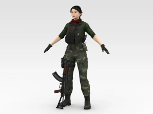 Female Soldier 3D Model