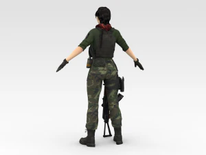 Female Soldier 3D Model