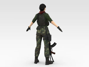 Female Soldier 3D Model
