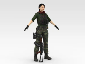 Female Soldier 3D Model