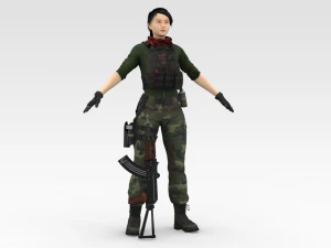 Female Soldier 3D Model