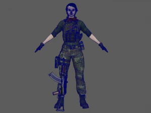 Female Soldier 3D Model