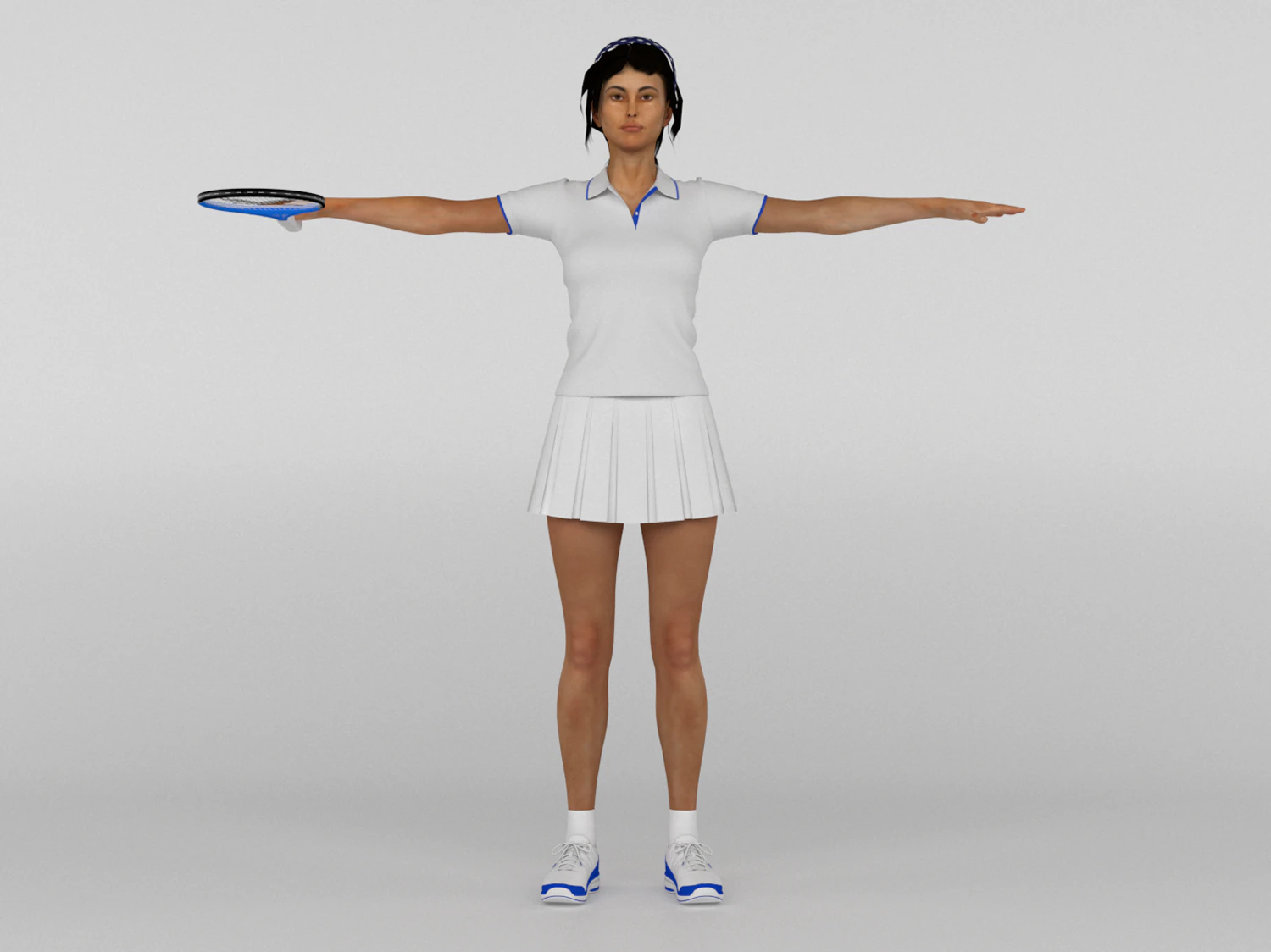 Female Tennis Player 3D Model .c4d .max .obj .3ds .fbx .stl .blend 