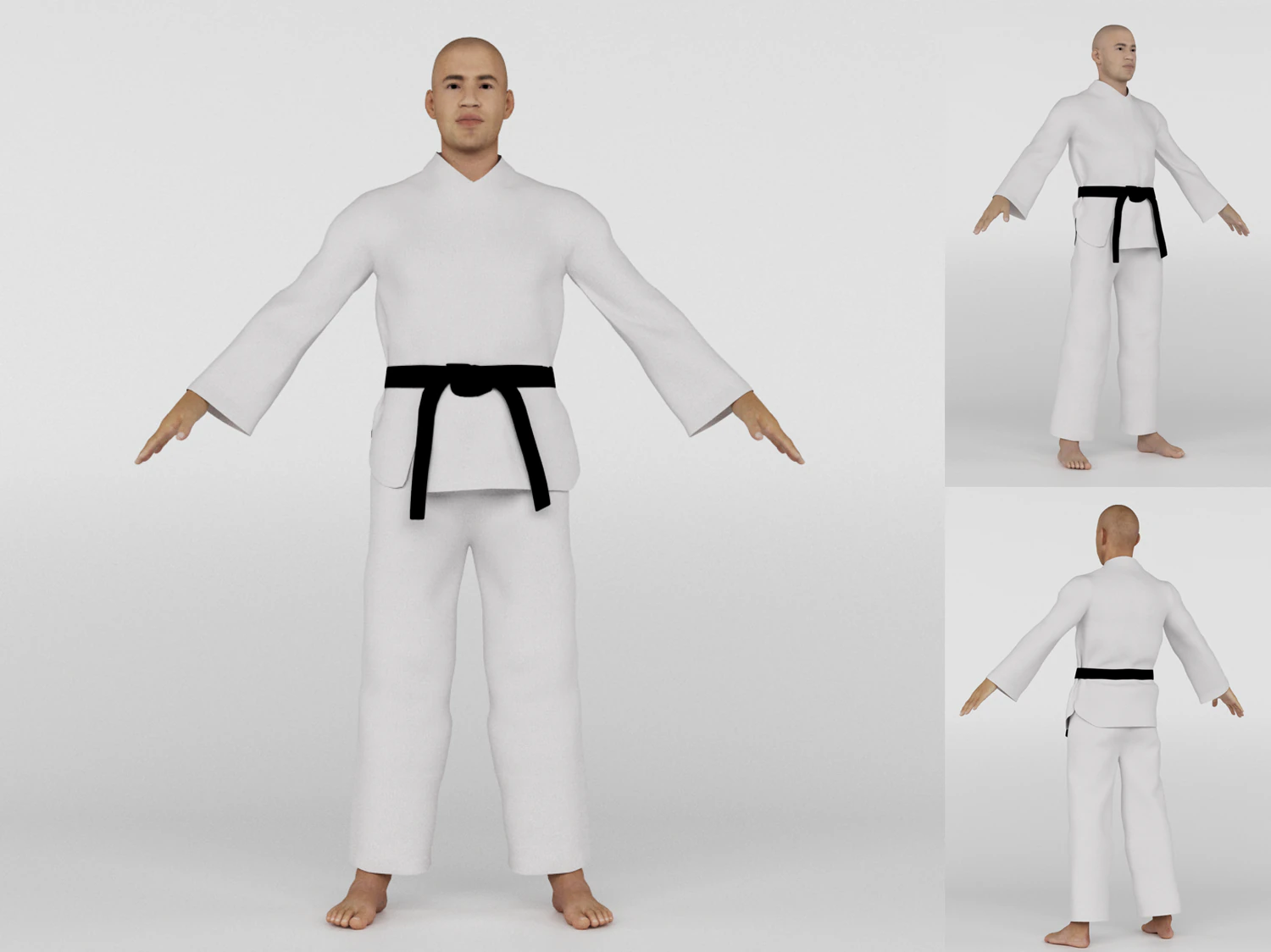Karate Fighter 3D Model .c4d .max .obj .3ds .fbx .stl .blend 