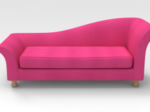 Lounge Sofa-Pink fabric 3D Model