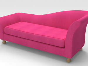 Lounge Sofa-Pink fabric 3D Model
