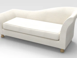 Lounge Sofa-White fabric 3D Model