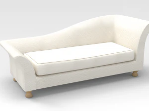 Lounge Sofa-White fabric 3D Model