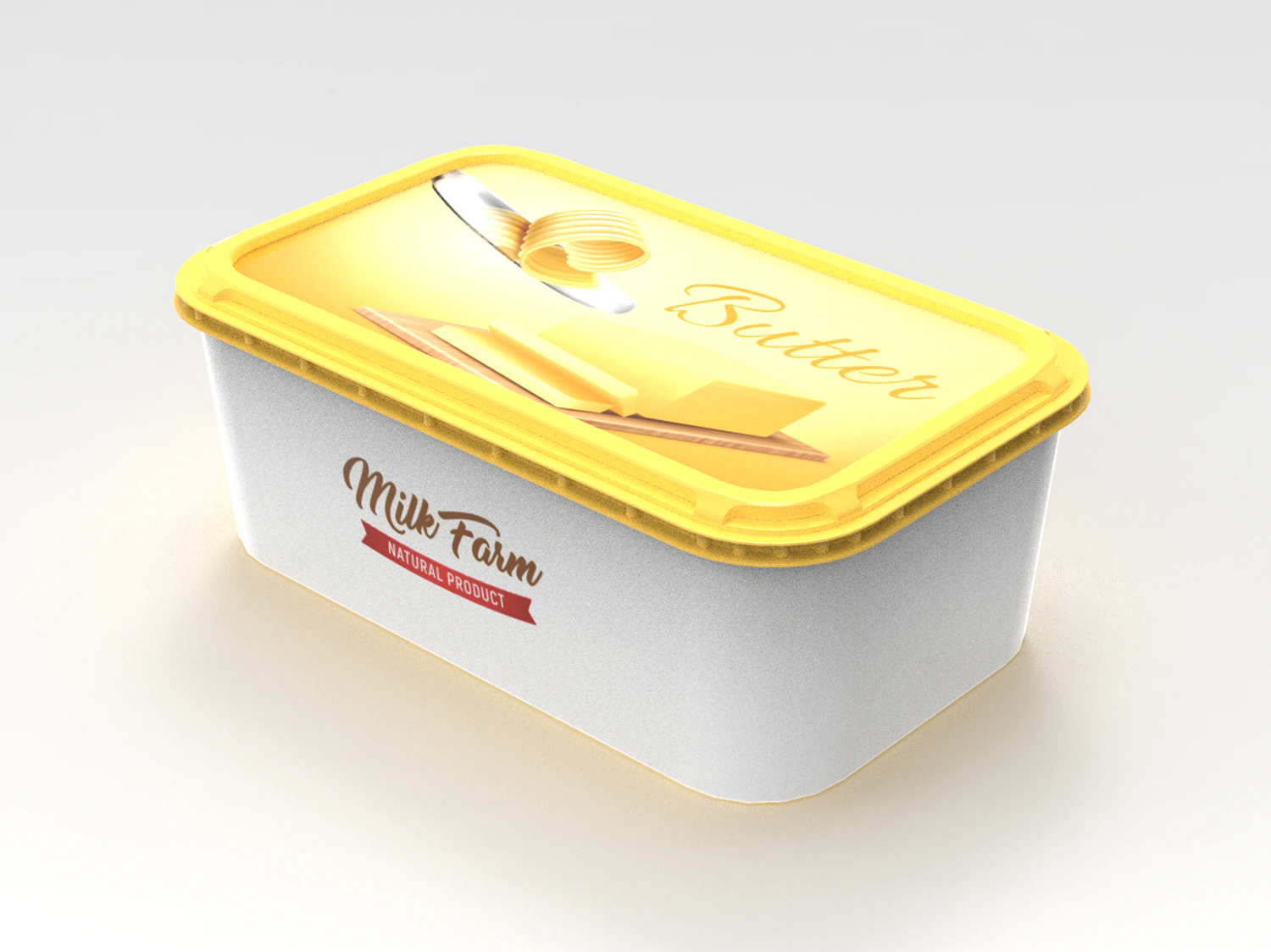 Margarine Container 3D Model .c4d .max .obj .3ds .fbx .stl .blend 