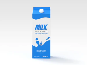 Картонная коробка для молока 3D Модель