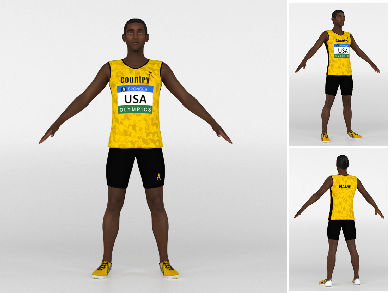 Athlete Runner 3D Model .c4d .max .obj .3ds .fbx .stl .blend