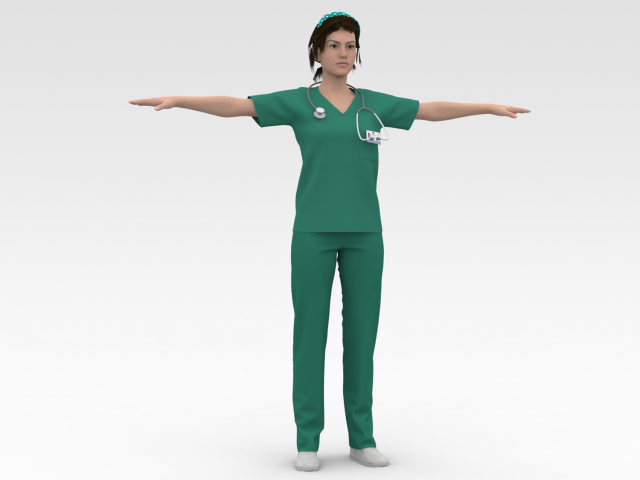 Nurse 3D Модель .c4d .max .obj .3ds .fbx .stl .blend 
