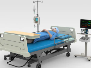 Patient in Bed - Blue gown 3D Model