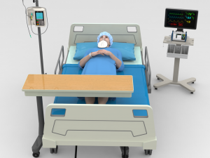 Patient in Bed - Blue gown Model 3D