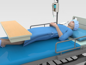 Patient in Bed - Blue gown Model 3D