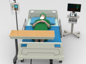 Patient in Bed - Green Gown Modèle 3D