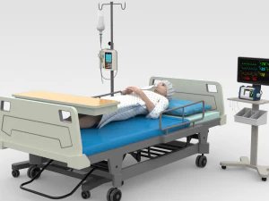 Patient in Bed - White Gown 3D Model