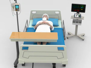 Patient in Bed - White Gown 3D Model