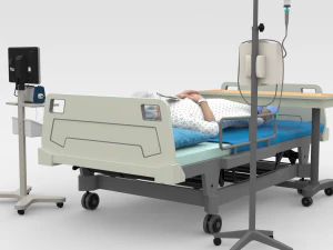Patient in Bed - White Gown 3D Model