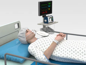 Patient in Bed - White Gown 3D Model
