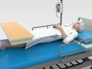 Patient in Bed - White Gown 3D Model