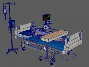 Patient in Bed - White Gown 3D मॉडल