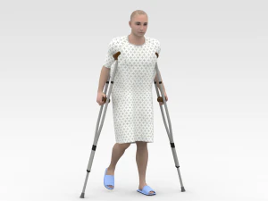 Patient mit Kr&uuml;cken 3D Modell