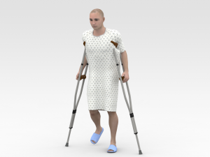 Patient with Crutches 3D 모델