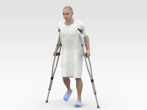 Patient with Crutches 3D Model