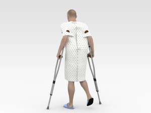 Patient with Crutches 3D Model