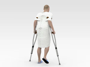 Patient with Crutches 3D Model