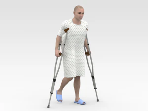 Patient with Crutches 3D Model